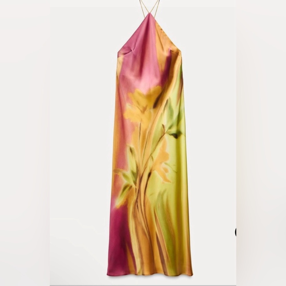 ZARA Tie Dye Backless Midi Dress NWT L - Picture 5 of 16